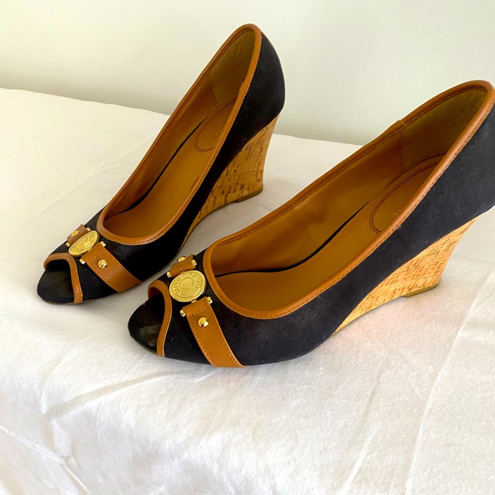 Tommy Helfiger wedge open toe heels. Size 10